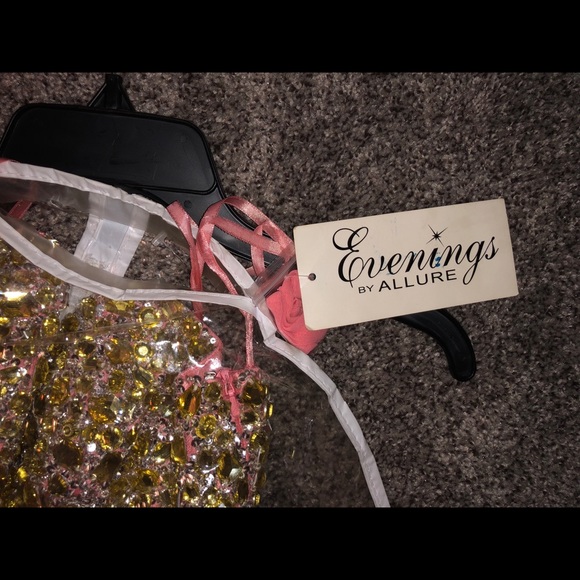 Evenings by Allure Strapless Coral Dress A460 NWT - Picture 5 of 5